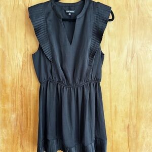 Steve Madden Black Pleated V-Neck Dress
